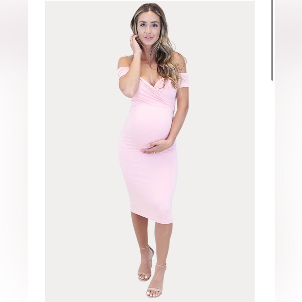 Sexy Mama Maternity Off the Shoulder Sweetheart Maternity Dress